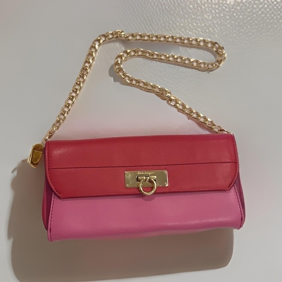 Salvatore Ferragamo Handbags - Salvatore Ferragamo beautiful pink & red clutch, wallet, handbag